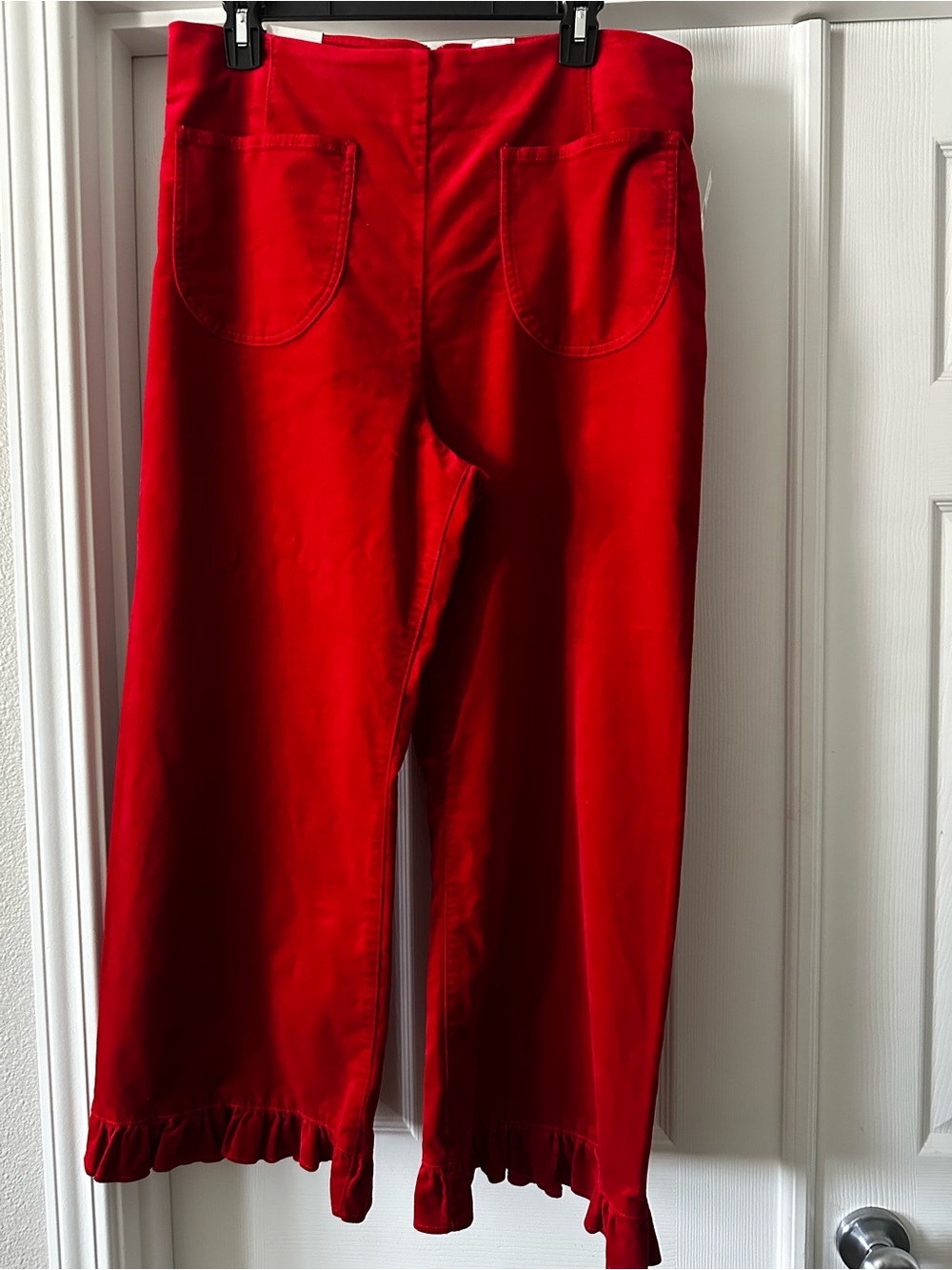 Women’s Red Ruffle-Hem Pants